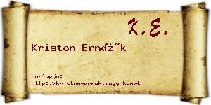 Kriston Ernák névjegykártya